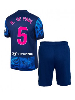 Atletico Madrid Rodrigo De Paul #5 Ausweichtrikot für Kinder 2024-25 Kurzarm (+ Kurze Hosen)